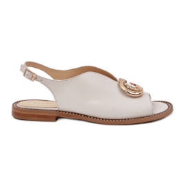 Sandálias de couro liso com a decoração Laura Messi 2865 bege Sandálias de couro liso com a decoração Laura Messi 2865 bege