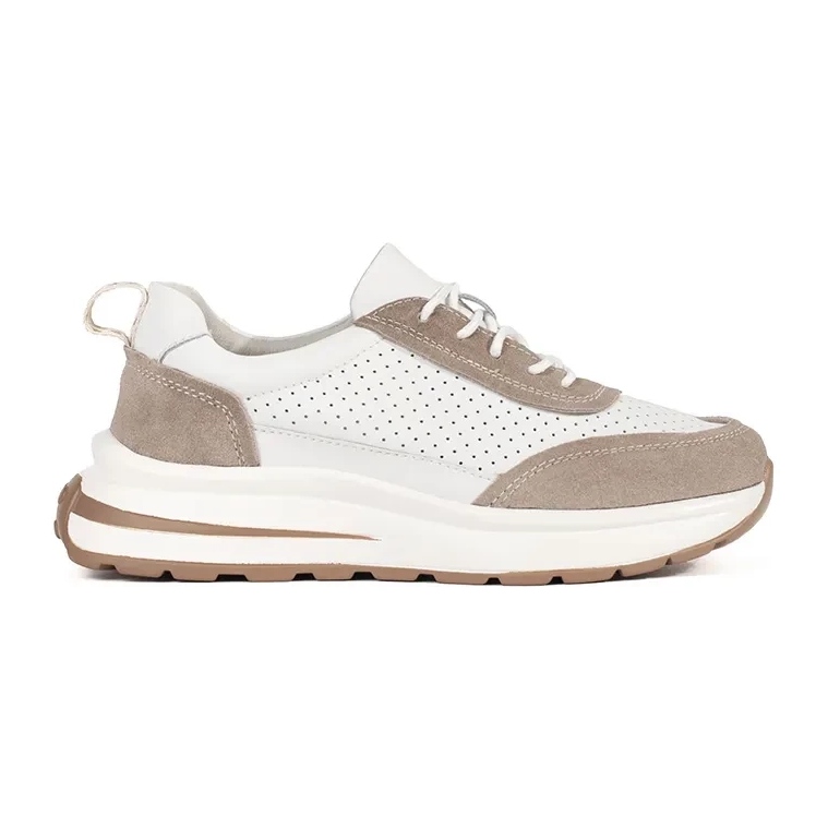 Goodin Couro Open Work Sports Sapatos em uma sola grossa branco