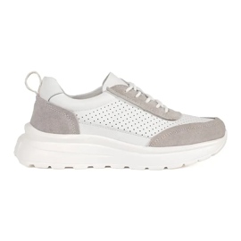 Goodin Couro Open Work Sports Sapatos em uma sola grossa branco