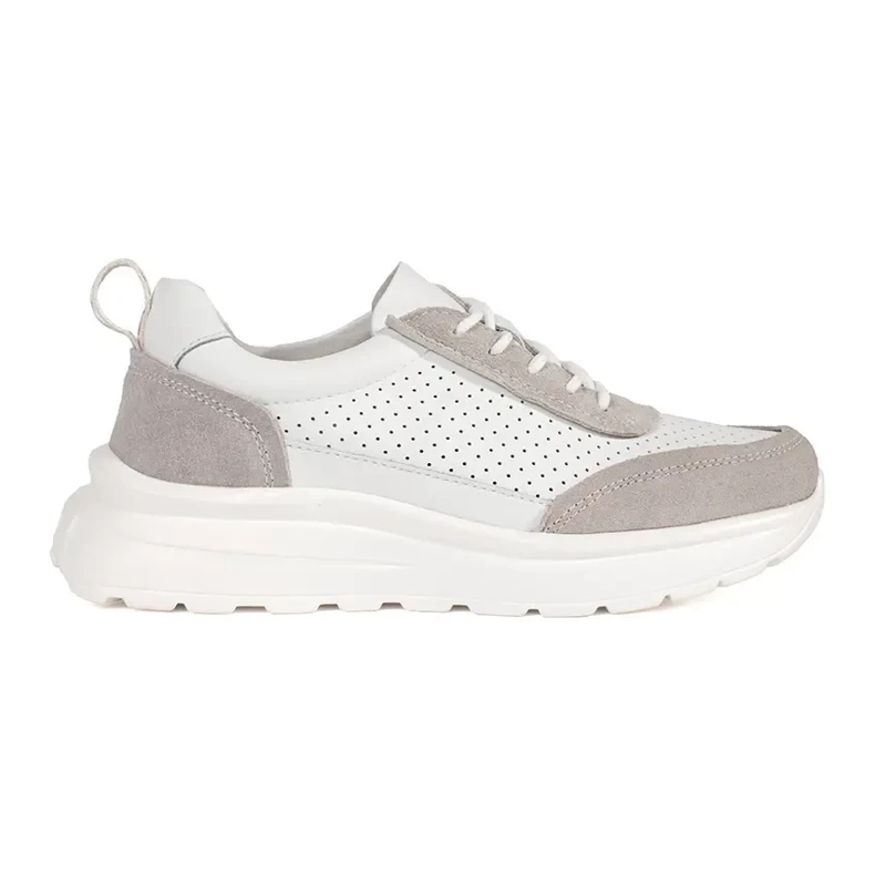 Goodin Couro Open Work Sports Sapatos em uma sola grossa branco