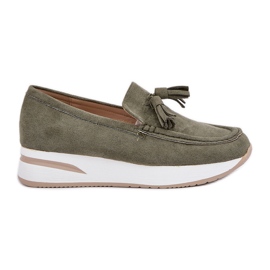 Mocassins em um delicado casas ecológicas verde