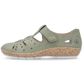 Sapatos femininos com velcro, OpenWork Green Rieker 44852-52 verde