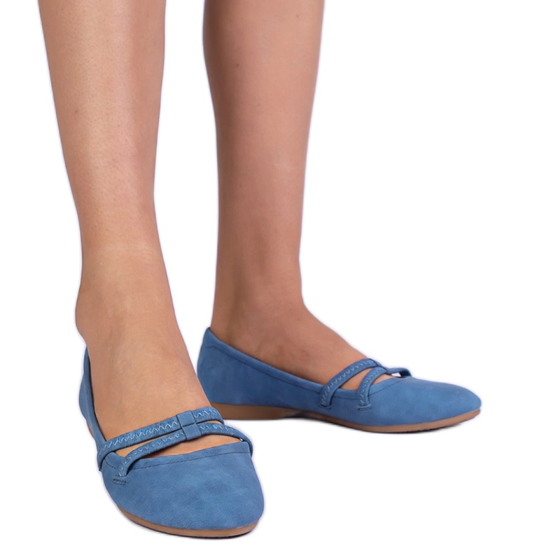 Ballerinas femininas azuis feitas de Matt Eco -Leather azul