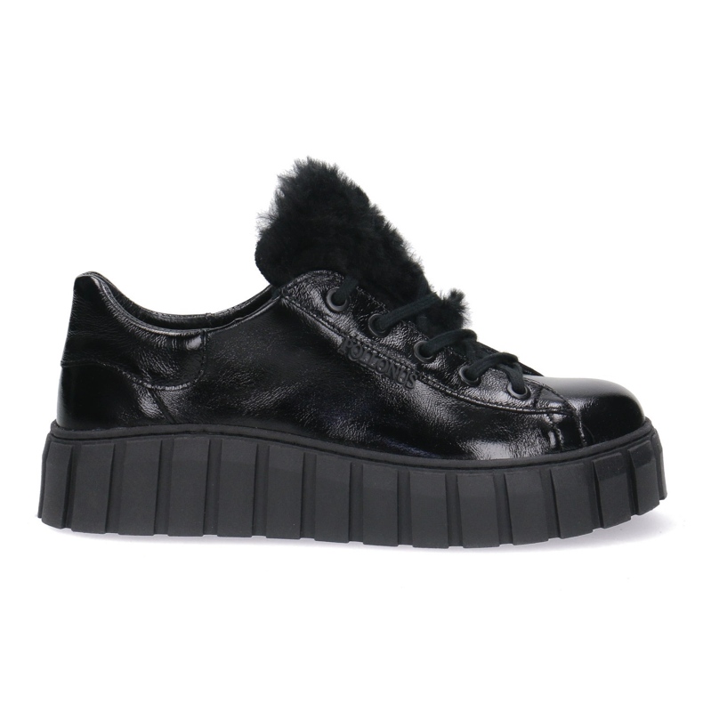 Sapatos de couro feminino Pollonus preto derramar 5-1578-005