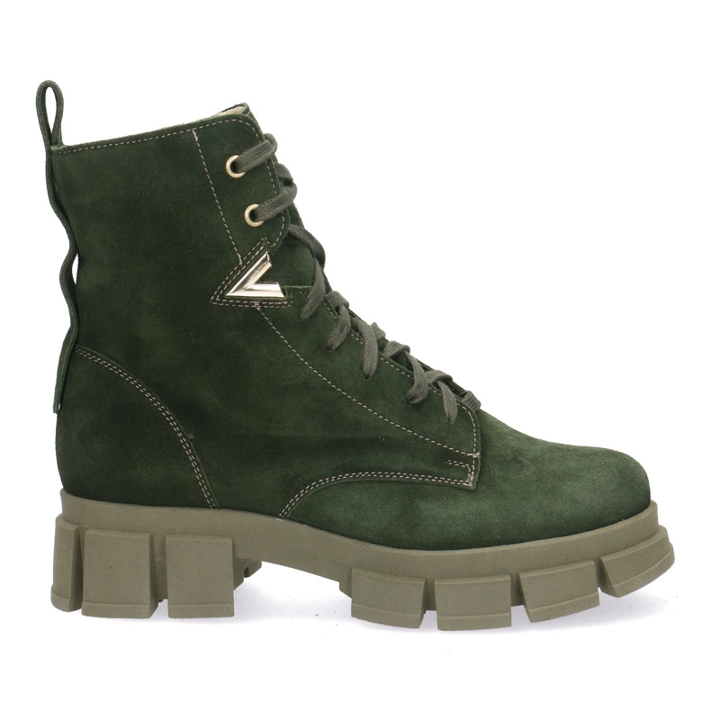 Polbut Botas de couro feminino Pollonus Green Velor 5-1583-004 verde
