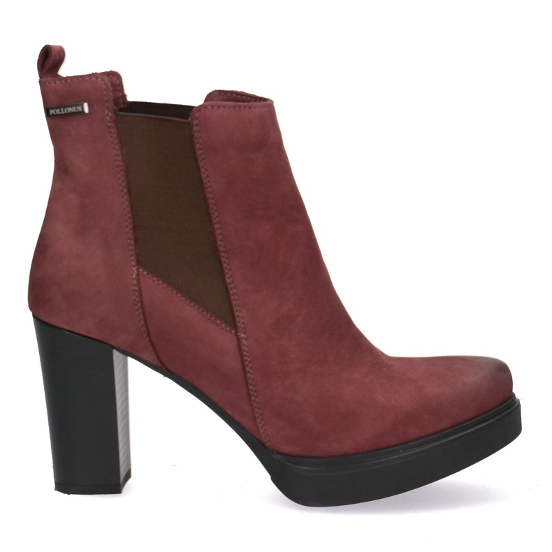 Polbut Salto alto de couro feminino Pollonus Borgonha 5-0871-011 vermelho