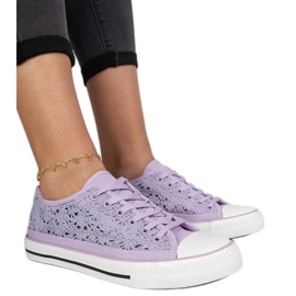 Violet OpenWork Sneakers femininos roxo