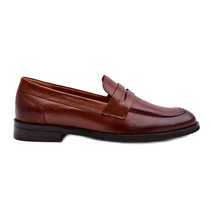 Mocassins de couro masculino Zazoo 1570/1 marrom castanho