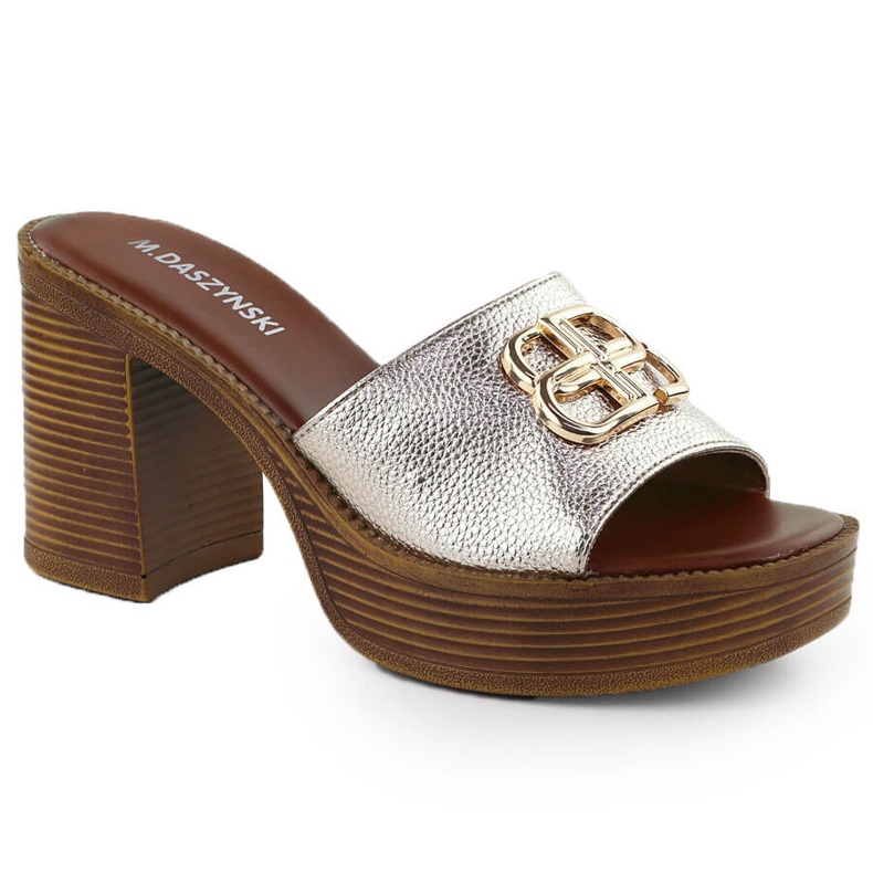 Flipers femininos no post e plataforma Złote M. Daszyński MR24146-3 dourado Flipers femininos no post e plataforma Złote M. Daszyński MR24146-3 dourado