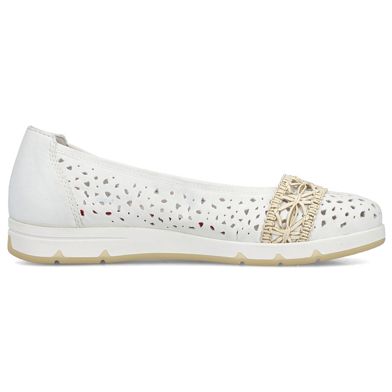 Ballerinas femininas Openwork confortável White Rieker L3062-80 branco