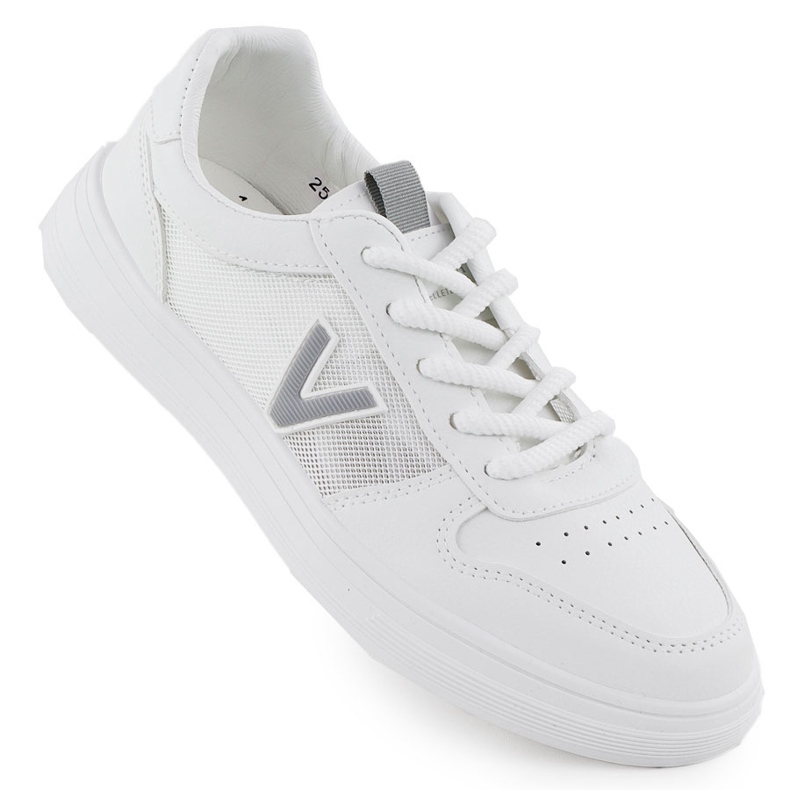 Sapatos esportivos femininos com uma malha branca Vinceza 13627 branco