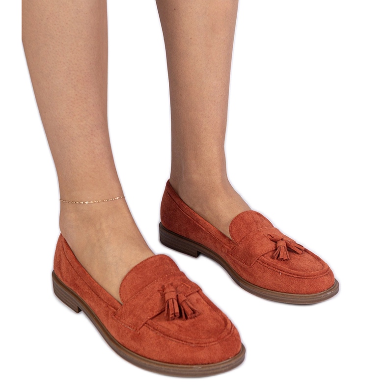 Mocassins das mulheres laranja de Ekozamsz com franjas