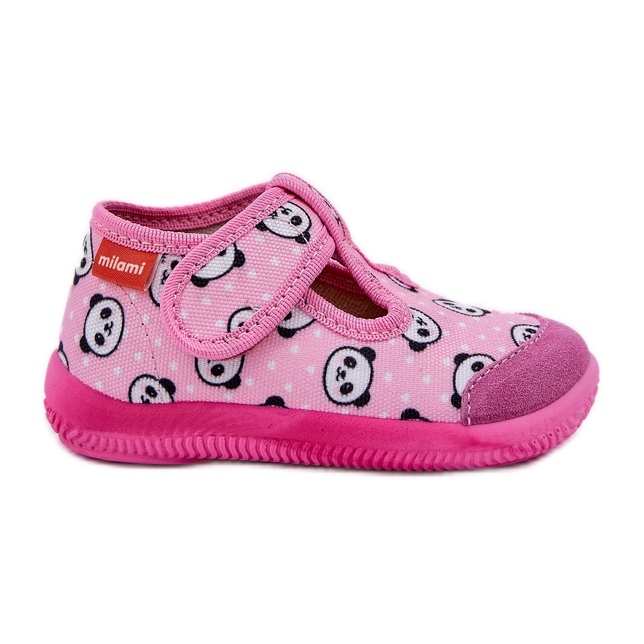 Chinelos infantis flexíveis com pandas rosa