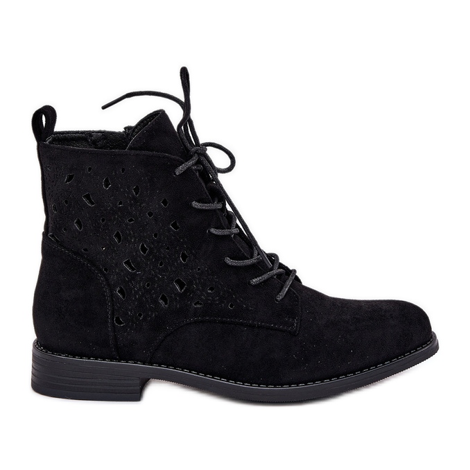 Botas de renda com um padrão de trabalho aberto S.Barski Hy51-136 Black preto