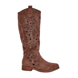 S.Barski OpenWork Saltos planos Hy51-176 Brown marrom