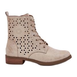 Jezzi Botas com um padrão de trabalho aberto para uma trava de ouro dourado