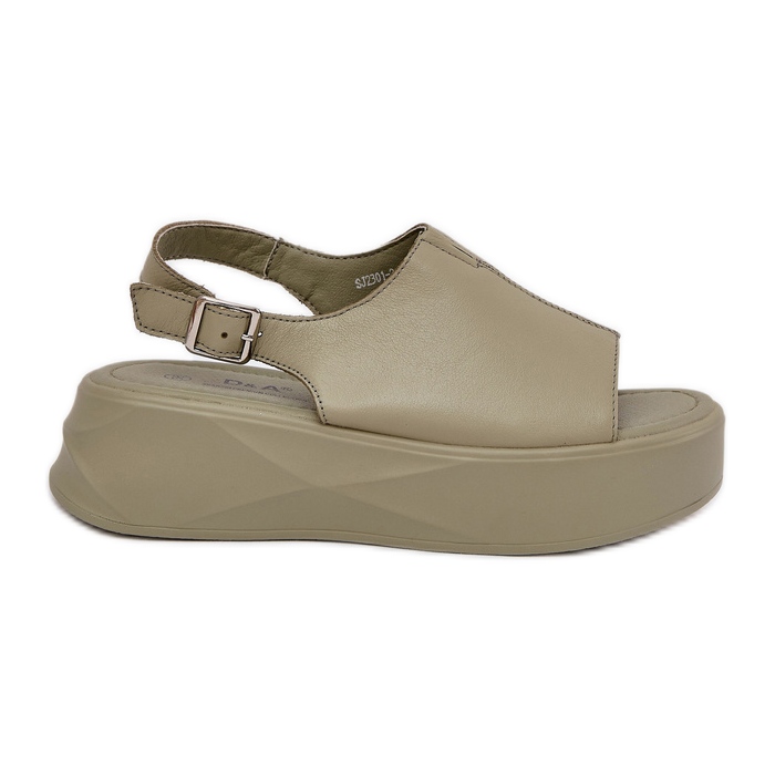 S.Barski Sandálias de couro feminino na plataforma verde D&amp;A SJ2301-2