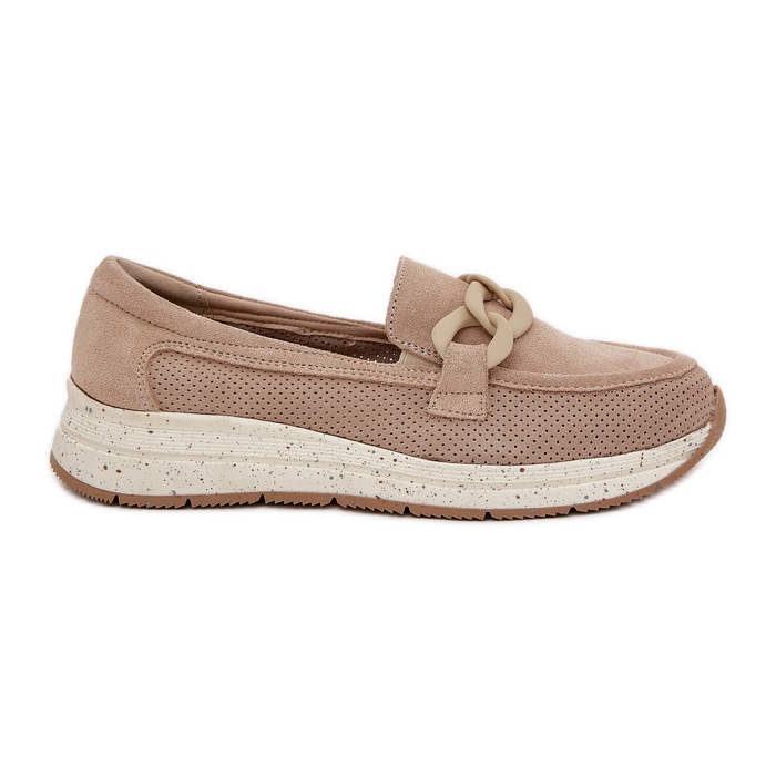S.Barski Suades mocassins na plataforma com D&amp;A Tw552 Bege Chain