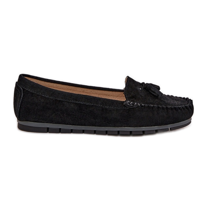 S.Barski Mocassins de camurça clássica plana feminina S. Barski LR51-548 Black preto