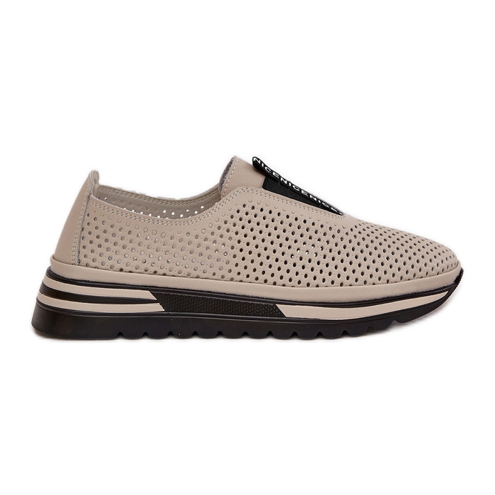 S.Barski Sapatos femininos esbanjados feitos de couro natural S. Barski LR51-672 bege