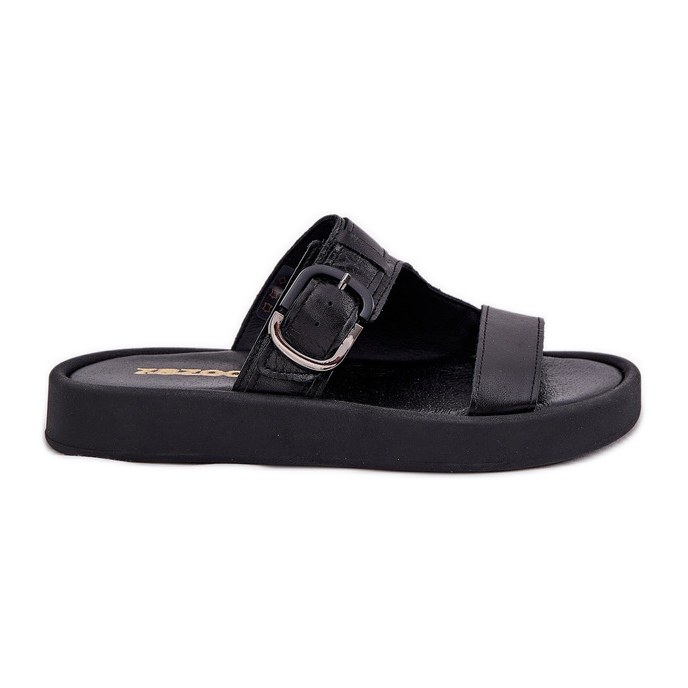 Flip de couro feminino na plataforma Black Zazoo 3024 preto