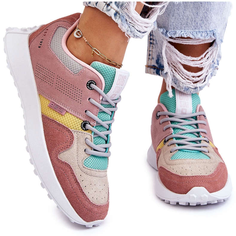 Big Star Grande estrela feminina Sneakers Pink-Beige rosa