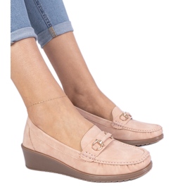 Mocassins femininos rosa com acabamento fosco