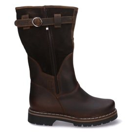 Boots táticos duráveis-myśliwskie em couro baribal Pollonus marrom 6-0104-003 CROLIDO