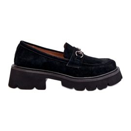 Vinceza Mocassins de couro feminino Black Black preto