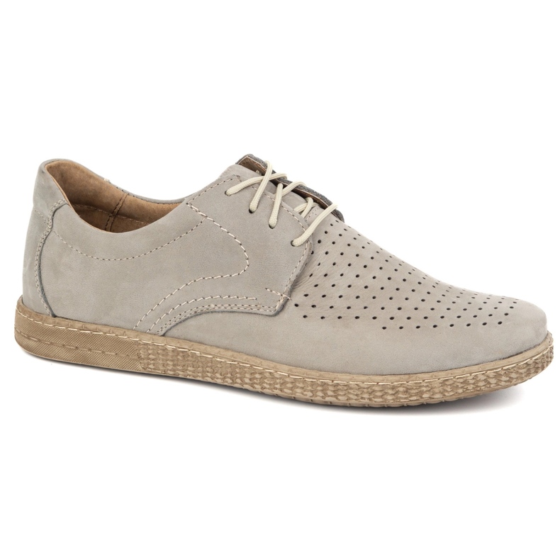 KOMODO Sapatos de couro masculino casual 933/l/2 cinza