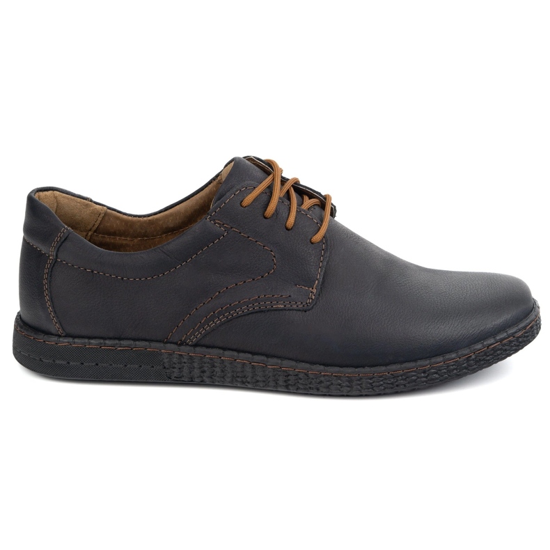 KOMODO Sapatos de couro masculino Casual 933/2 Black preto