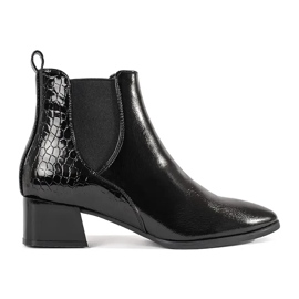 Botas do Chelsea das mulheres negras com um dedo do pé de amêndoa preto