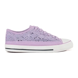 Violet OpenWork Sneakers amarrado roxo