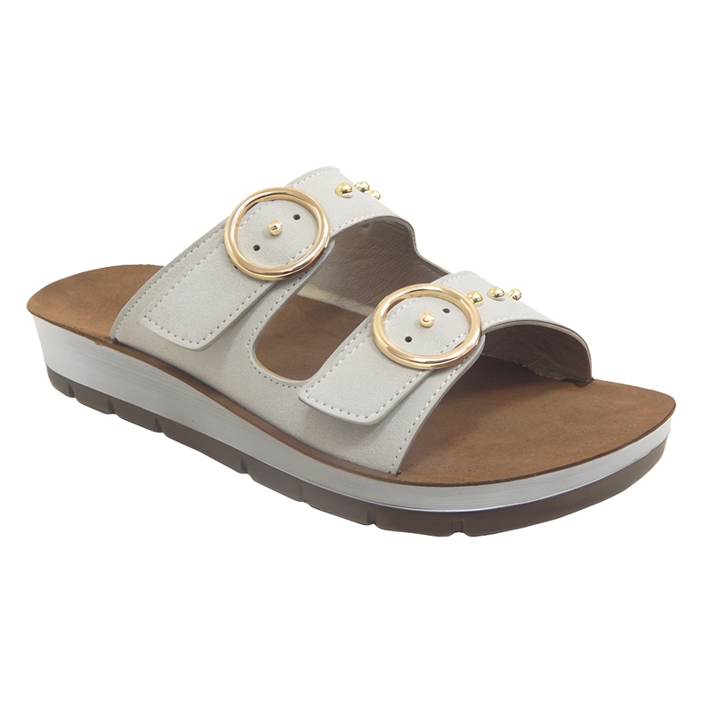 Flipers de couro feminino Befado 158d272 com strass bege