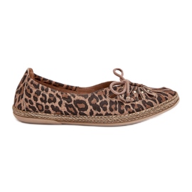 Zazoo Ballerinas de couro natural estampa de leopardo 10179 Brown marrom