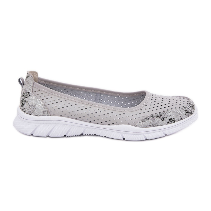 Couro Open Work Vinceza Ballerinas 95323 Gray cinza