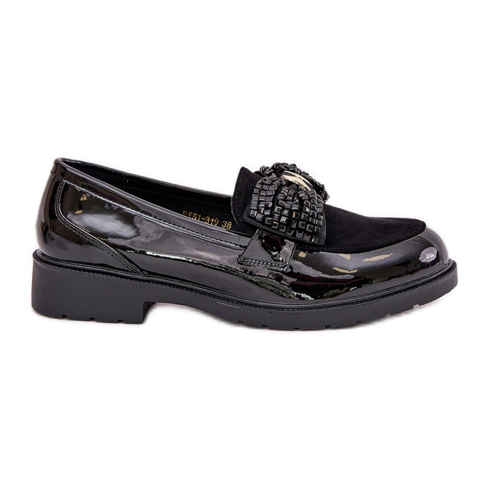 Mocassins das mulheres pintadas com um arco s.barski hy51-319 preto