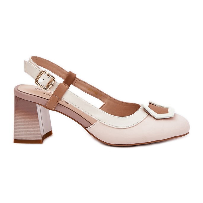 S.Barski Sandálias femininas elegantes de couro no Cr51-569 Beige Pillar bege
