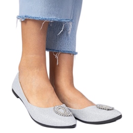 Ballerinas de glitter feminino de prata com zircões