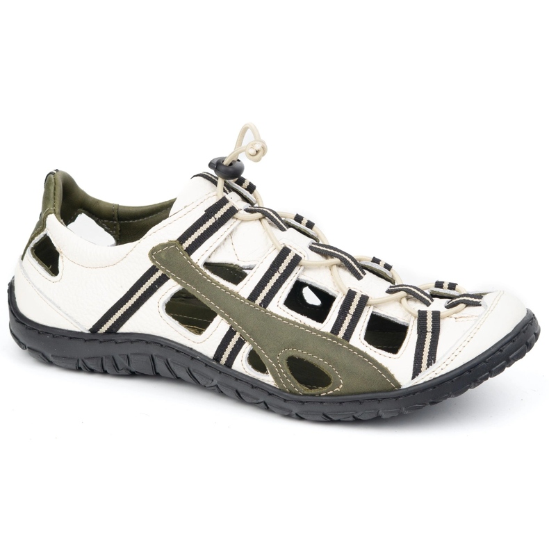 Olivier Sapatos de bicicleta de couro masculino 262kz branco com verde