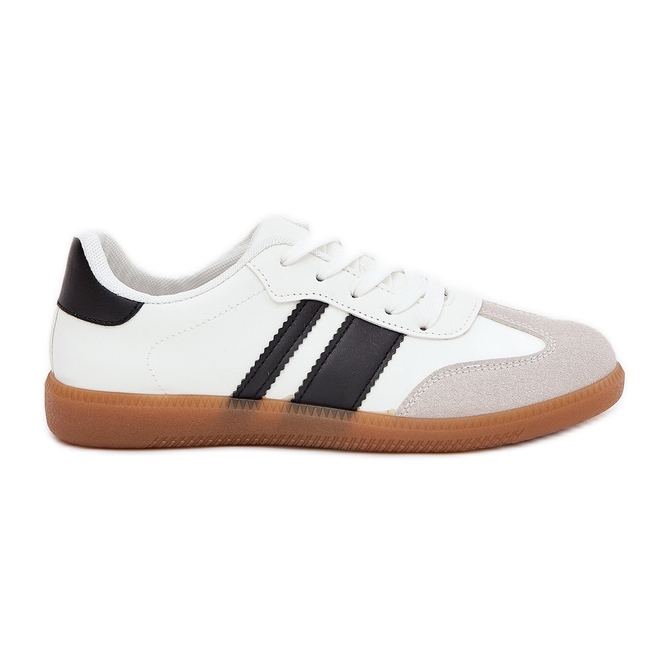 Tênis femininos baixos com eco de couro branco