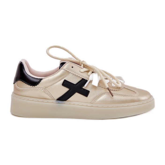 Sapatos esportivos femininos baixos dourados