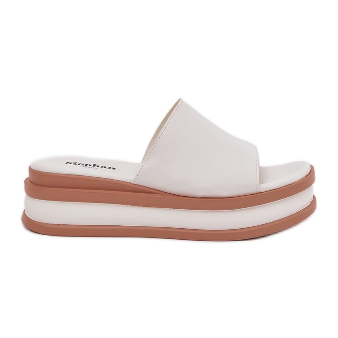 Chinelos femininos clássicos na plataforma e cunhas brancas branco