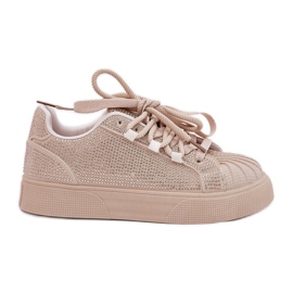 Tênis femininos com decoração na plataforma bege