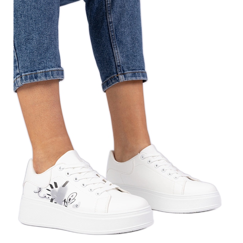 Tênis de tênis brancos tênis esportivos femininos com impressão