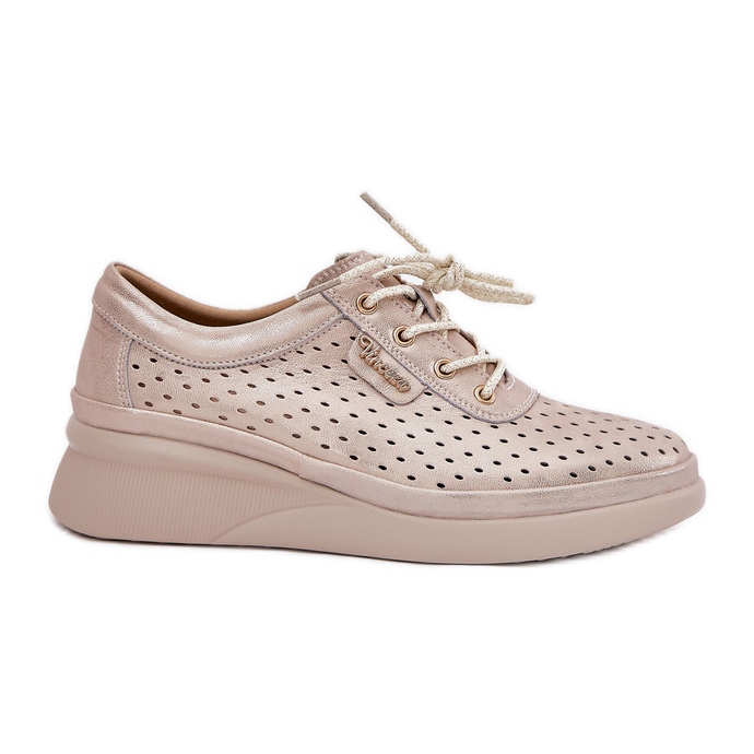 Vinceza Esportes de couro esportivo de couro feminino sapatos para dormir dourado