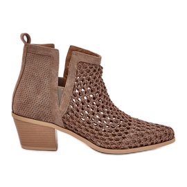 OpenWork Women's High Heels com recortes e tranças cáqui bege