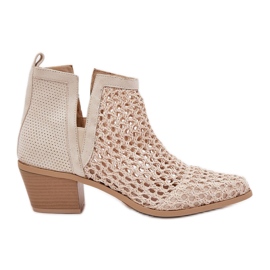 OpenWork Women's High Heels com recortes e tranças bege brilhantes