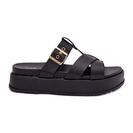 Flips femininos na plataforma com listras e preto preto