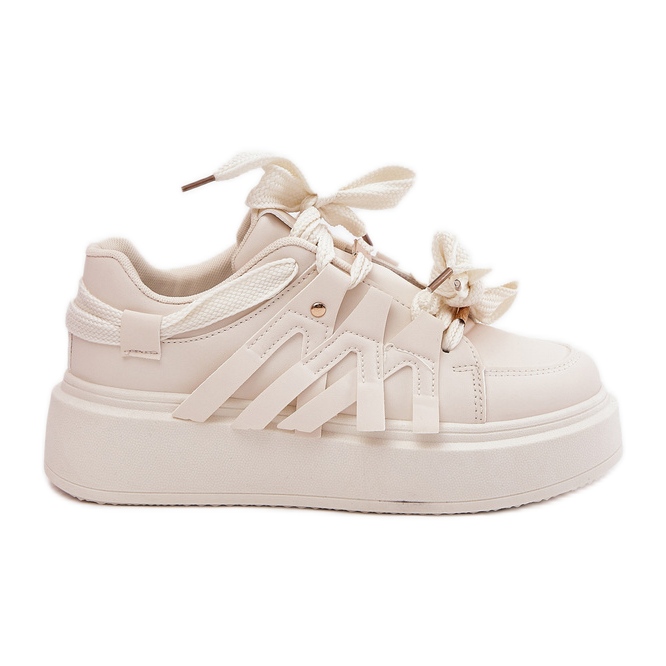 Tênis de couro ECO na plataforma bege